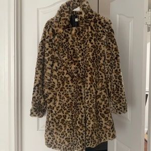 Faux fur leopard coat